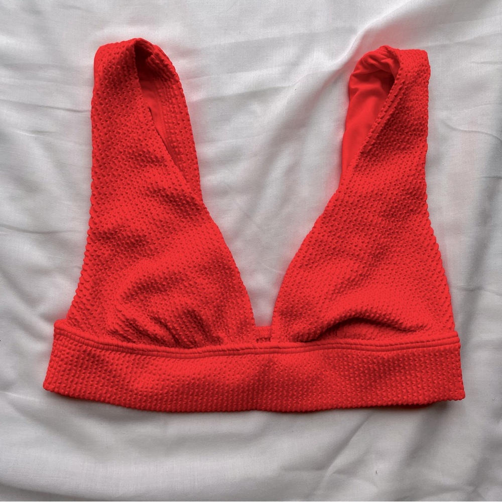 Billabong Bright Bittersweet Red Textured Bikini Top Medium